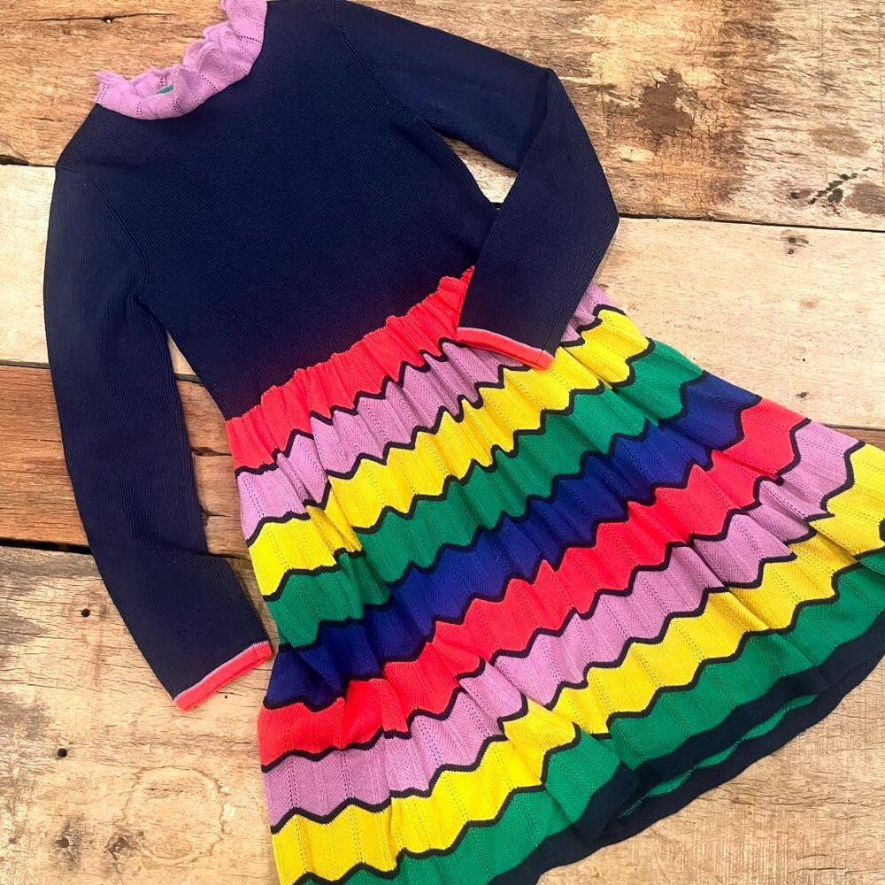 Mini Boden Rainbow Sweater Dress 9/10